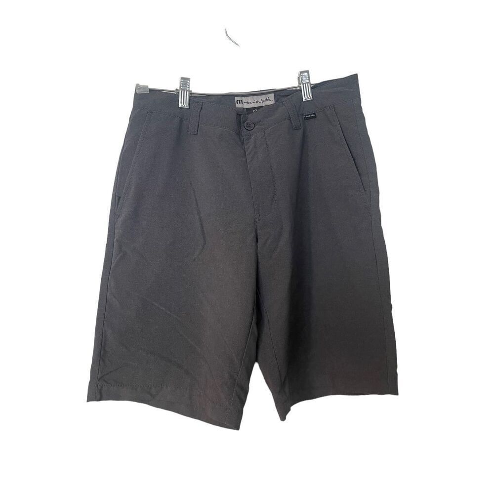 Travis Mathew Mens Gray Flat Front Stretch Golf Bermuda Shorts Size 30
